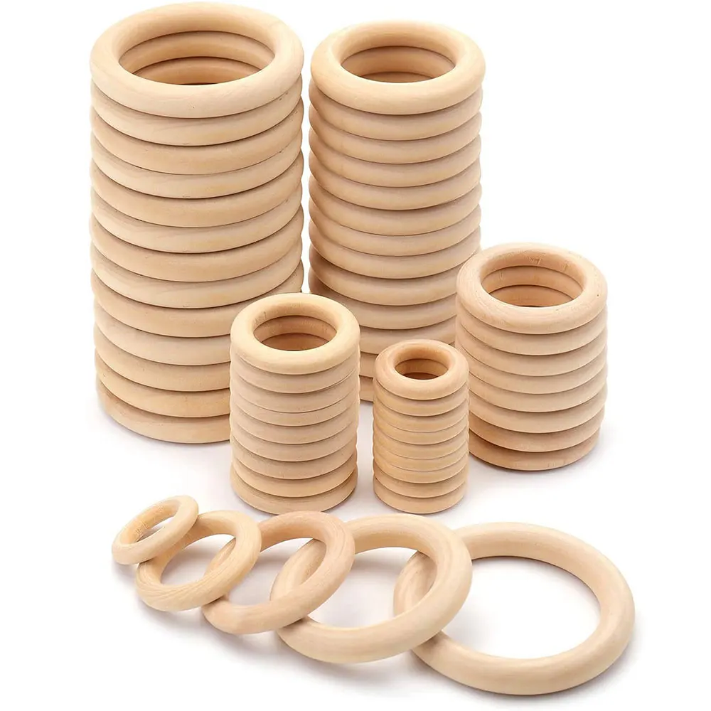 Woodworking Joint Types - Unfinished Solid Wooden Rings 15-100MM Natural