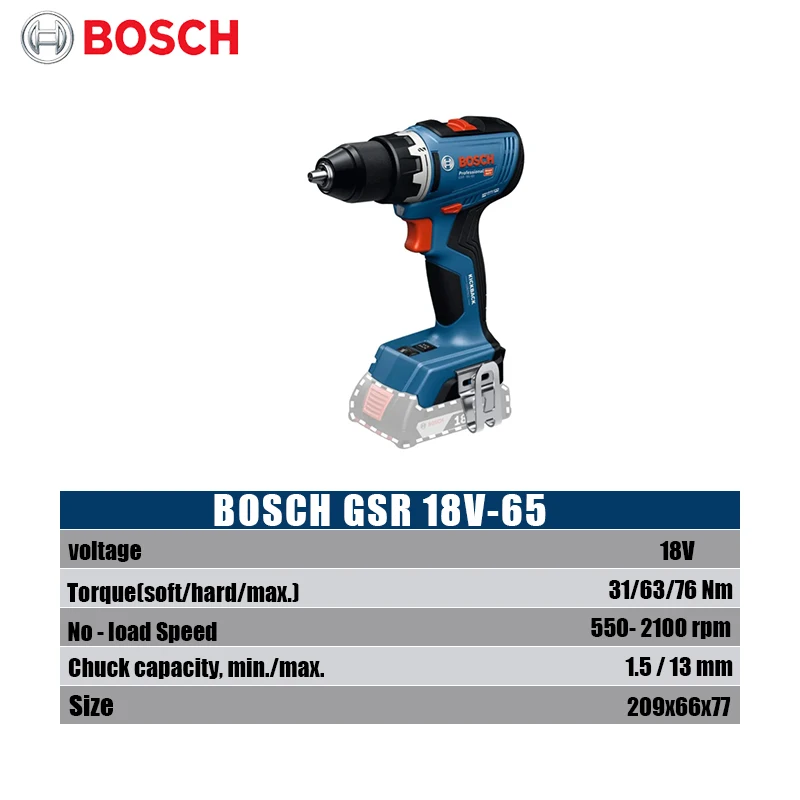 Bosch GSR 18V-65 Brushless Ele - Woodworking Drill 评论和价格