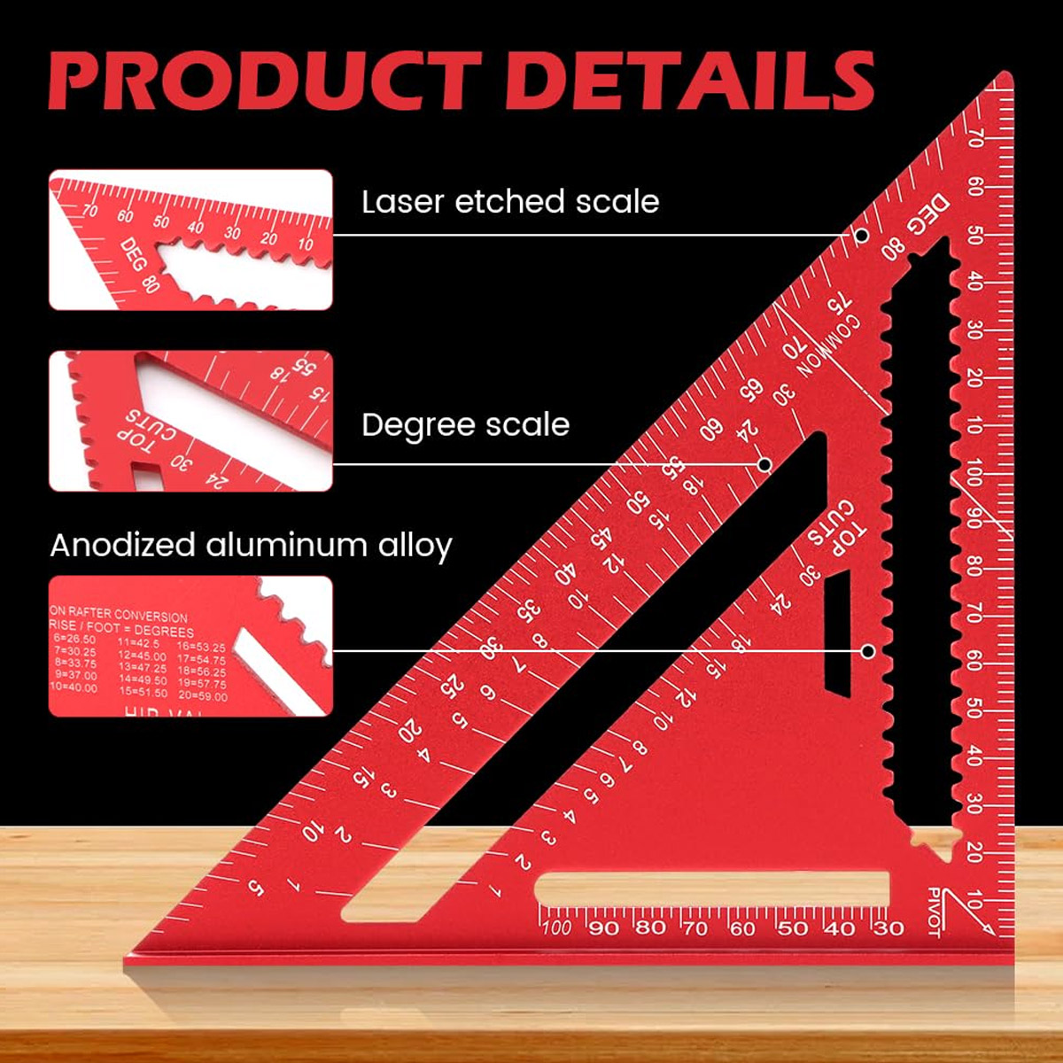 Aluminum Alloy Speed Square Hi - Woodworking Company 评论和价格