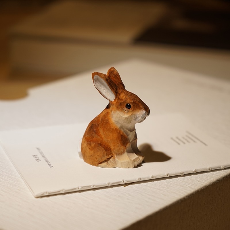 1PC Seated Bunny Hand Carved W - Woodworking Rabbet 评论和价格