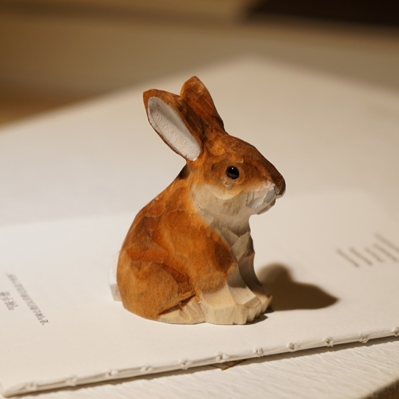 1PC Seated Bunny Hand Carved W - Woodworking Rabbet 评论和价格