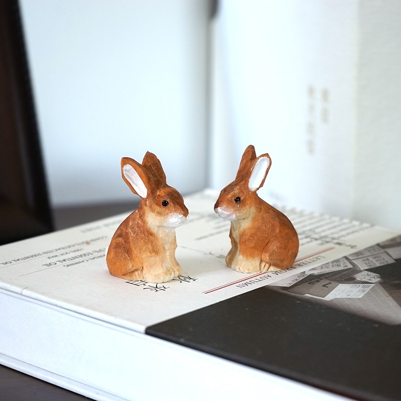 1PC Seated Bunny Hand Carved W - Woodworking Rabbet 评论和价格