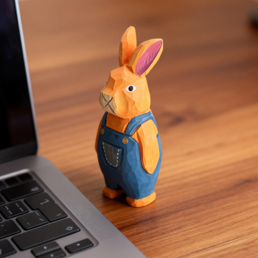 Hand Carved Wooden Rabbit Figu - Woodworking Rabbet 评论和价格